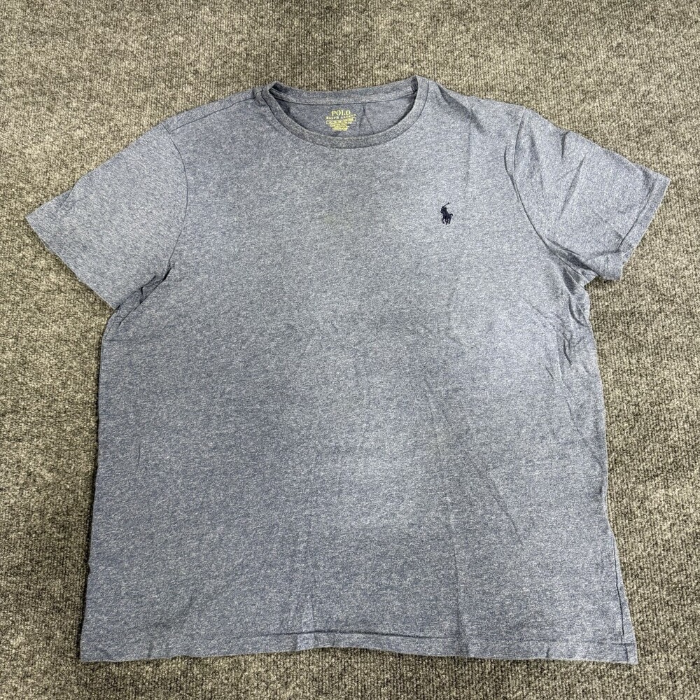 Polo Ralph Lauren Mens XL Custom Slim Fit Blue Heather T Shirt Pony Logo Tee